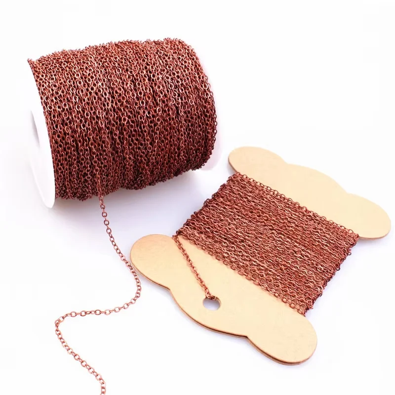 18K Gold PVD-beschichtete Edelstahl-Kuba-O-Ripple-Kette, DIY-Metallzubehör für Halskettenherstellung, Großhandel 5M/Los – Detail 9