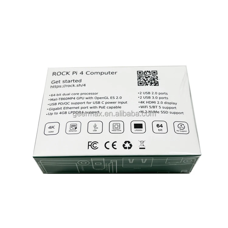 

Rock Pi 4G Development Board 6it Hexa Core Rockchip RK3399 4 USB 2.0/3.0 OTG/HOST Support Wireless Rock Pi 4 Model B 4GB