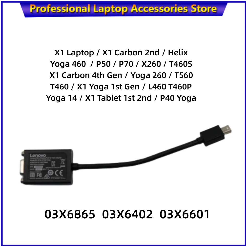 For X1 P50 P70 X260 T460s Yoga 460 260 X1 Carbon 2nd 4th Gen Helix miniDP To VGA Video Adapter Cable 03X6865 03X6402 03X6601