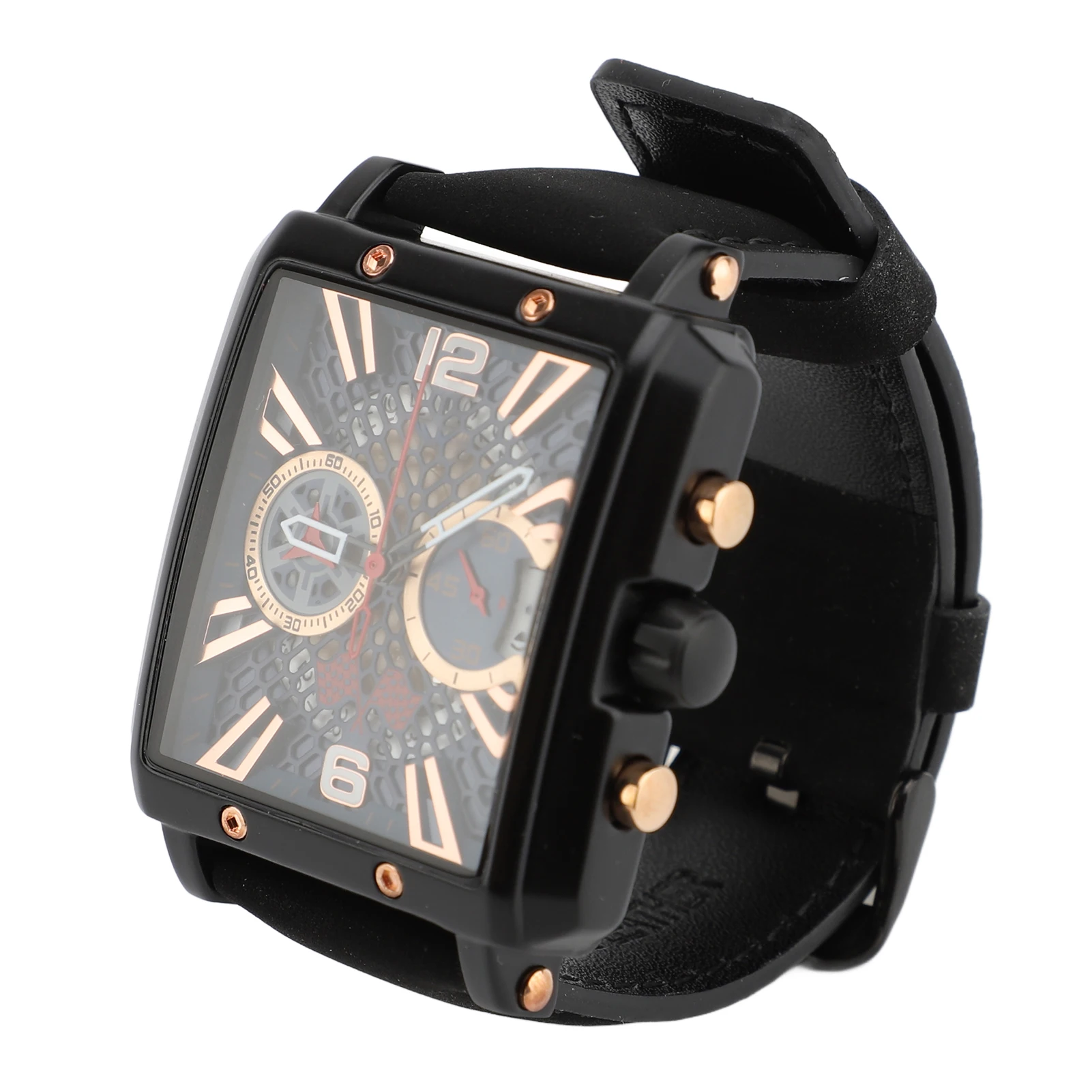 صفقة التخليص التناظرية كوارتز كرونوغراف ساعة معصم عادية مستطيلة الهاتفي مقاومة للماء مزدوجة الفرعية ساعة الموضة للرجال