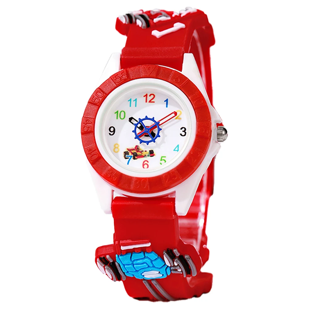 Children's Watch Fashion Simple Robot Quartz Watch Casual Red Silicone Boys Girls Clock Gift Wristwatch