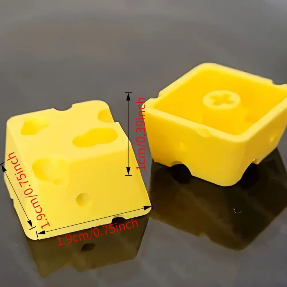 4pcs 3D Printing Chesse Cake Keycap Creative Design Universal Cheese Artisan Keycap Funny Food Shaped
