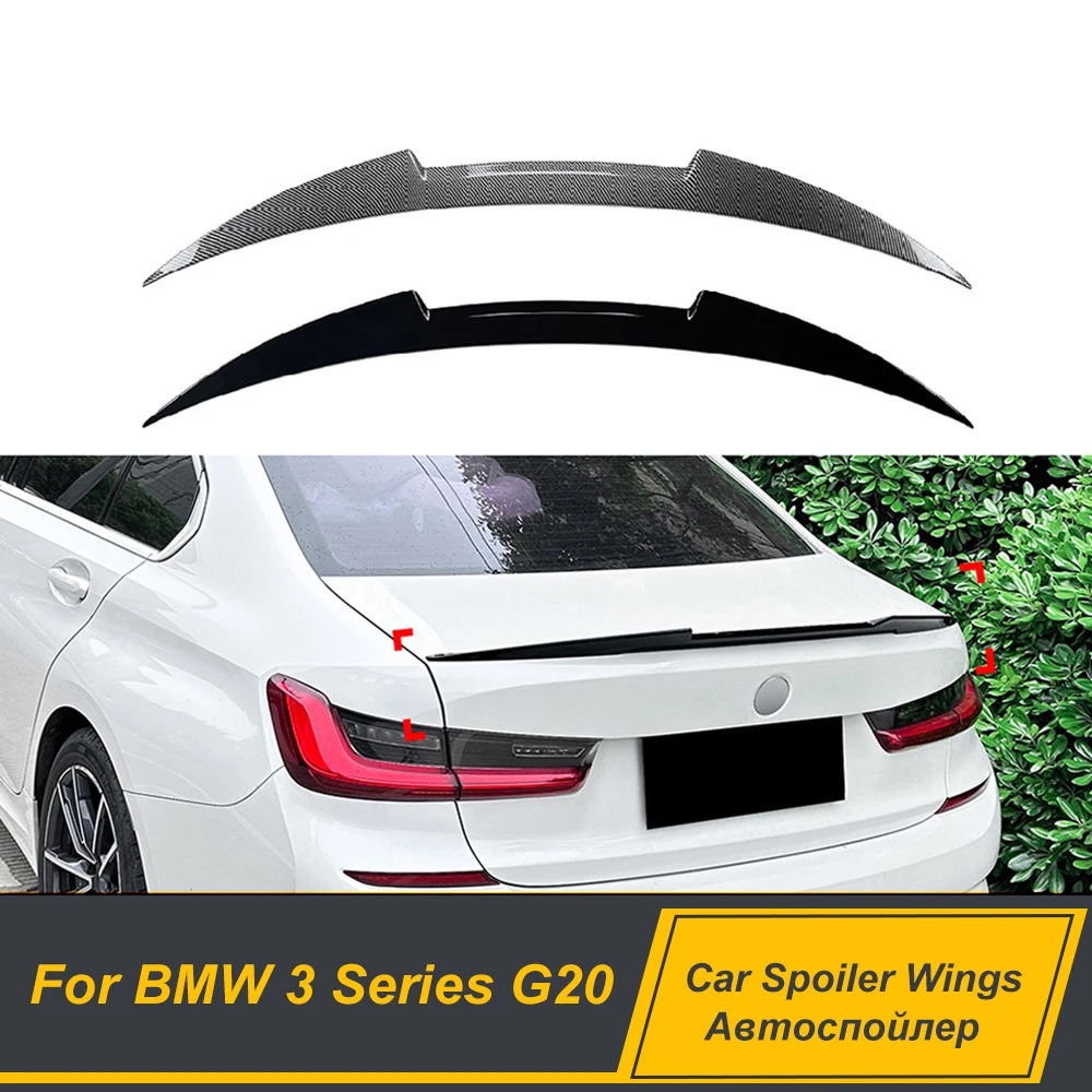 

For BMW 3 Series G20 M4 Sedan 2019+ Rear Trunk Lid Car Spoiler Wing Carbon Glossy Black ABS materials Exterior Assessories