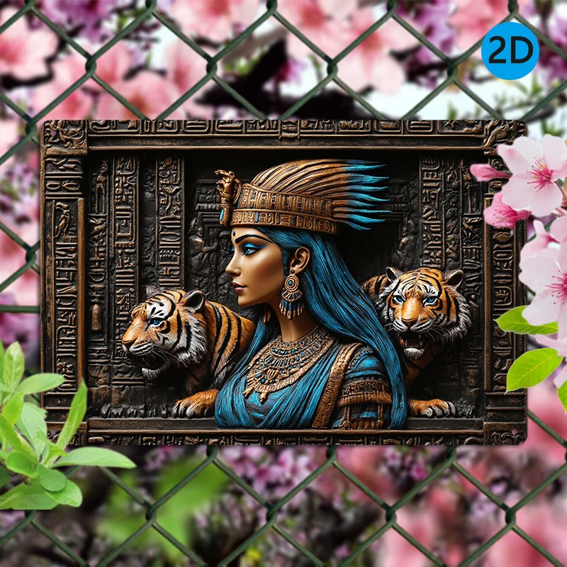 Egyptian-Inspired Aluminum Wall Art, Metal Tin Sign with Hieroglyphics, Decorative Hanging for Home, Pool, Farmhouse
