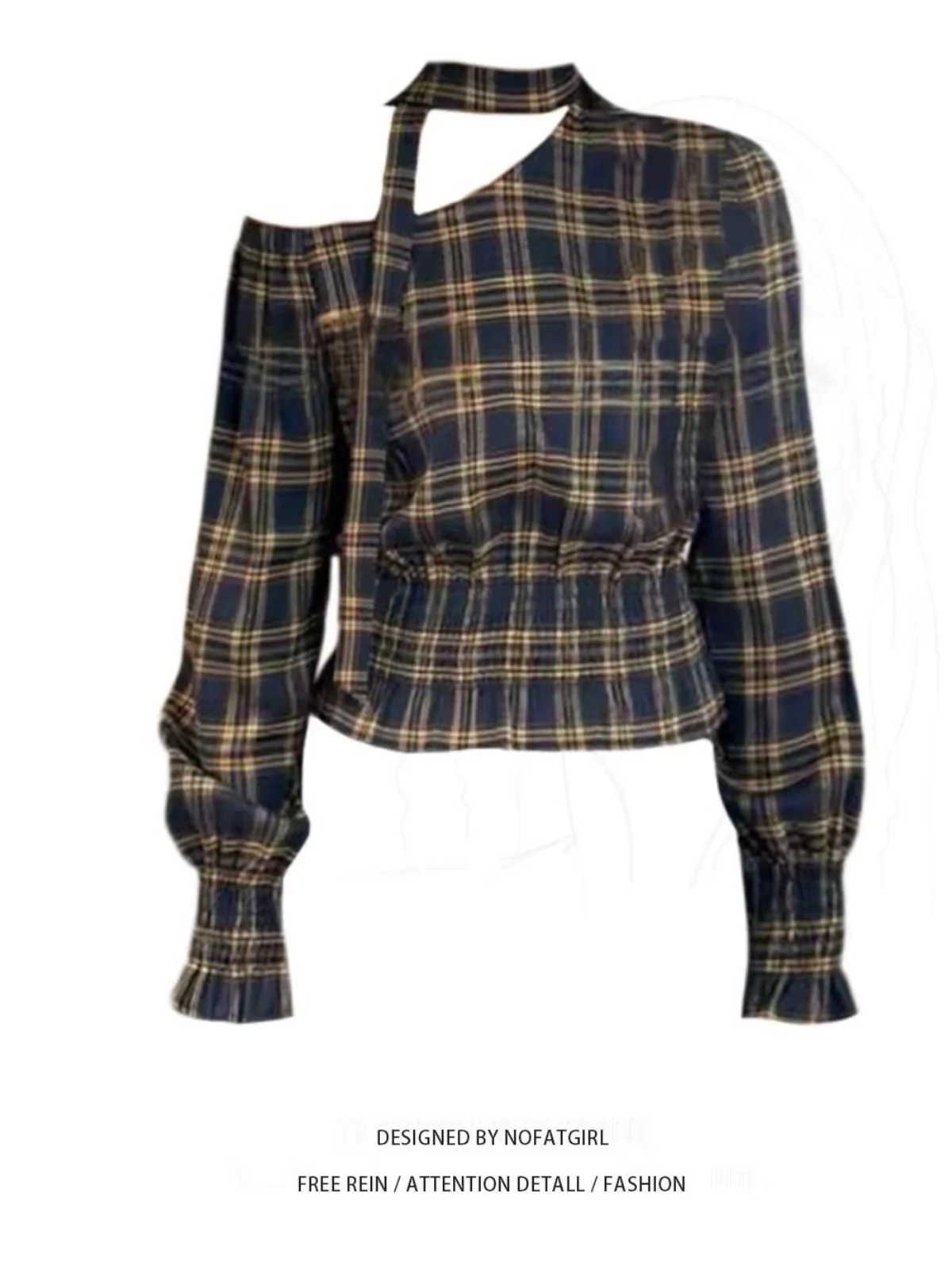 

Женское винтажное платье в клетку большого размера с открытыми плечами, осеннее, новое, высококачественное, омолаживающее