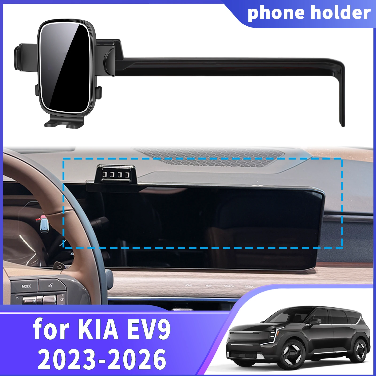 

fit for KIA EV9 2023 2024 2025 2026 Stable Clip-On Navigation Phone Holder Mount Customized Car accessoires