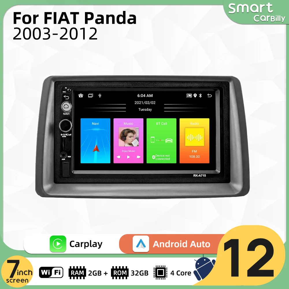 For FIAT Panda 2003-2012 Car Radio 2 Din Android Multimedia Player Head Unit Navigation Autoradio Carplay Auto Car Stereo