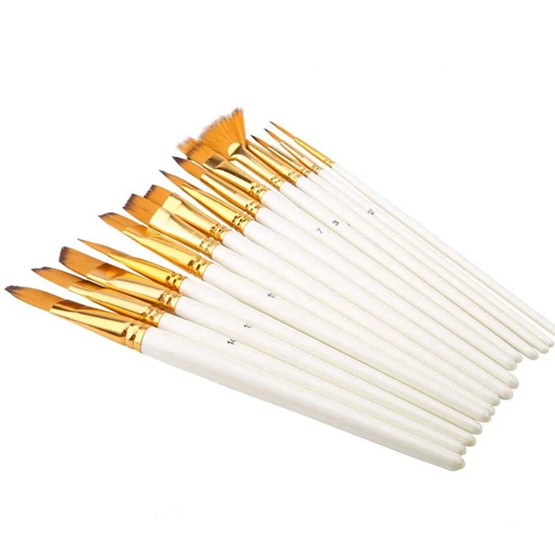 15 szt. Pędzel olejny płócienna torba artystyczny obraz nylonowe włosy gwaszu akrylowy pędzel olejny zestaw pędzli zestaw ręcznie malowany obrazek