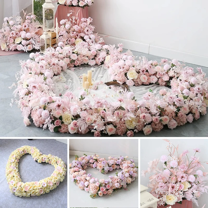 220/65/100/110/120/cm 5D Pink Rose Floral Row Arrangement Decor Wedding Backdrop Love  Frame Stage Flower