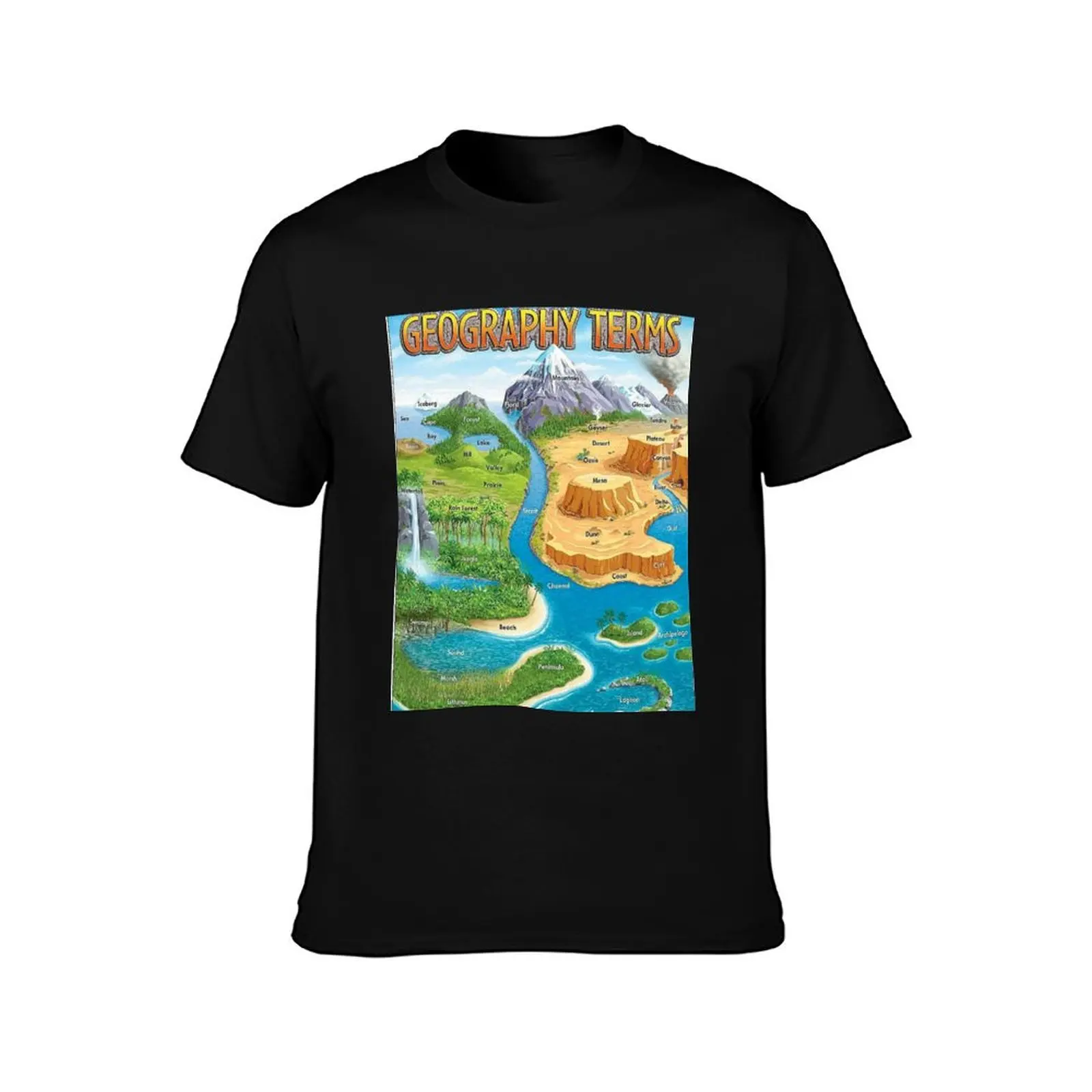 90's geography terms map meme T-Shirt Everyday Wear Basic Short Sleeve Top T-Shirt