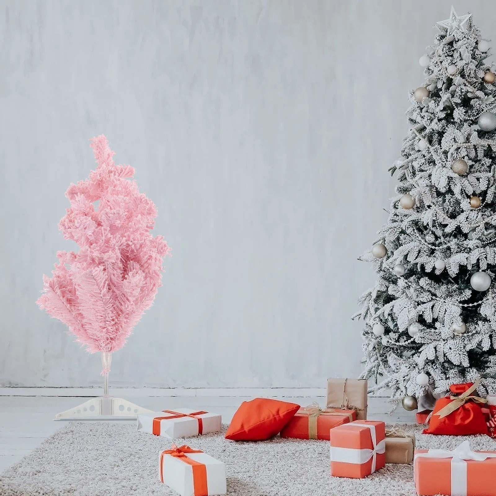 1Pcs Pink Flocking Christmas T - Interior Design Xmas review and price