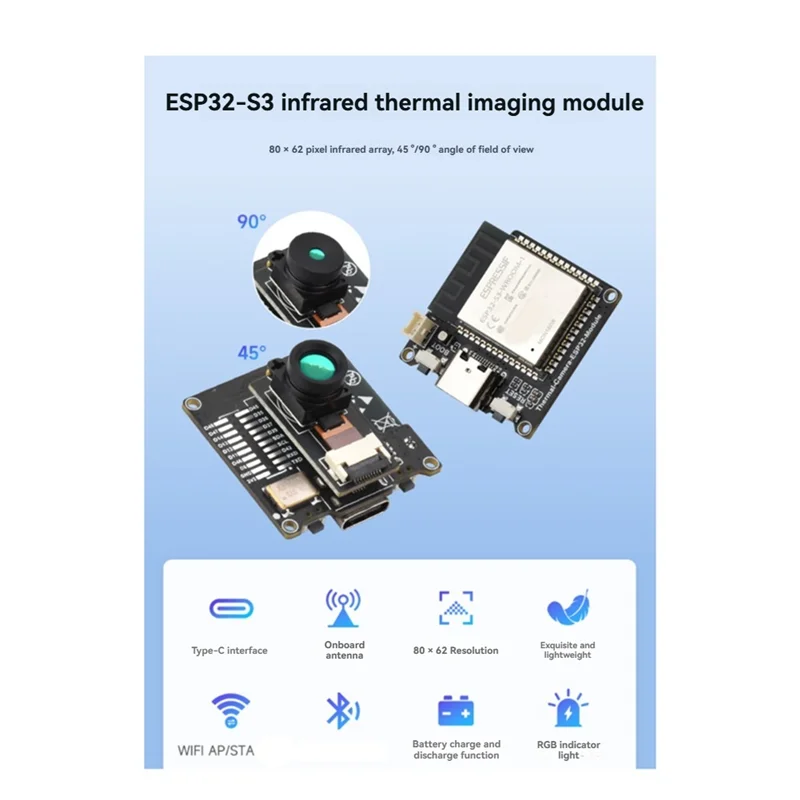 جديد! !Esp32-S3 واي فاي وحدة التصوير الحراري بالأشعة تحت الحمراء Esp32 المسلسل واي فاي RGB مجلس التنمية 80 × 62 بكسل الأشعة تحت الحمراء صفيف أ