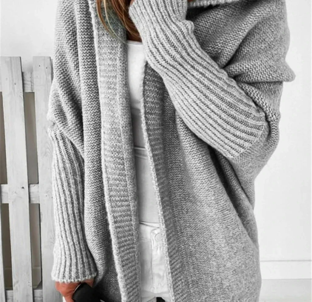 Maglione lavorato a maglia a pipistrello sciolto Cappotto con cappuccio viola Stile da pendolare alla moda da donna Comodo