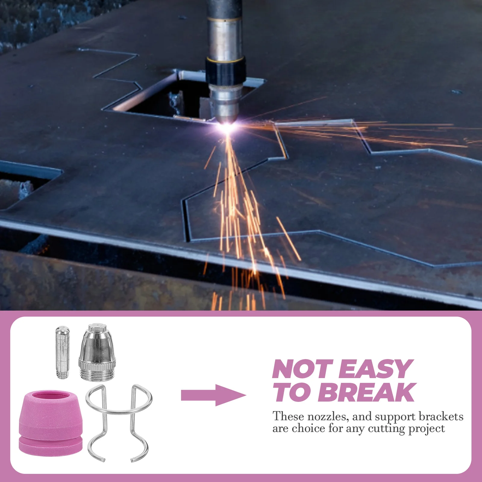 

1 set Plasma Cutting Accessories Electrode Nozzle Protective Cover Bracket Set Compatible Plasma Machines Welding Tips