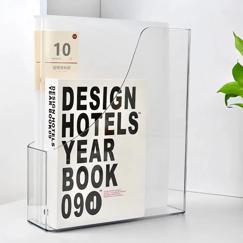 Acrylic Vertical Magazine Rack Transparent Single Slot Paper File Organizer Minimalist A4 Storage Filing Box Desktop Supplies