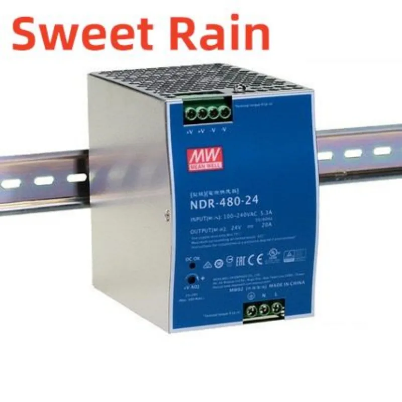 MEAN WELL NDR-480-24 24/48 480W industrial DIN rail type single group output Brand New and Original