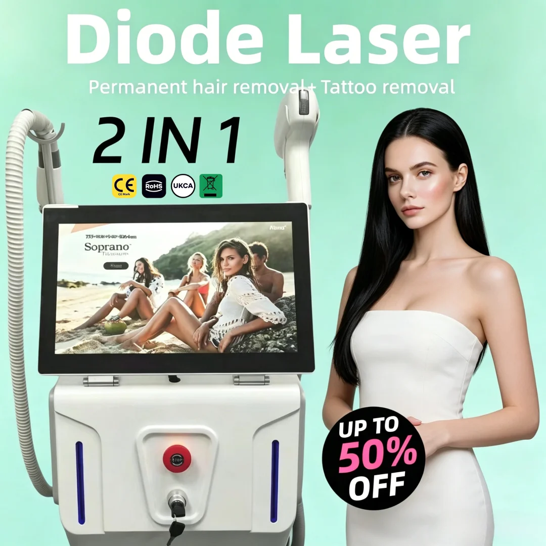 2IN1 Diode Laser 808nm For Face & Body Professional 4000W 4-Wave Painless Hair Remover Hair Removal Machine Laser Hair Removal