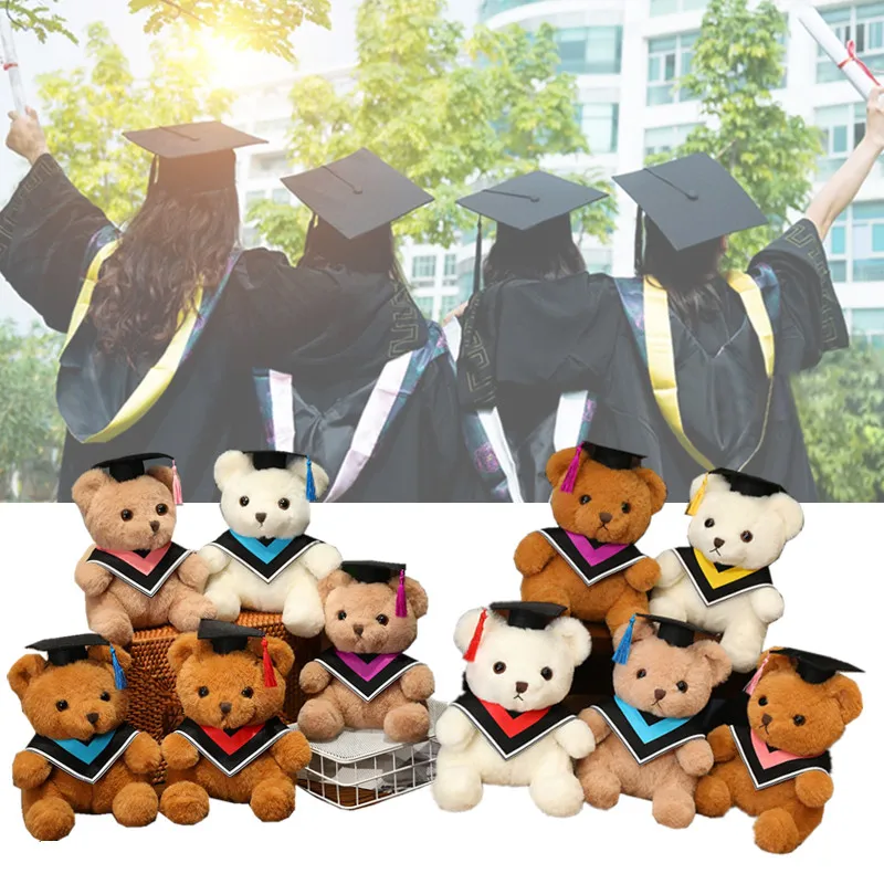 23cm Cute Graduate Dr. Bear Plush Toy Stuffed Bear kawaii Congratulation Funny  Gift for Class Home Decorate