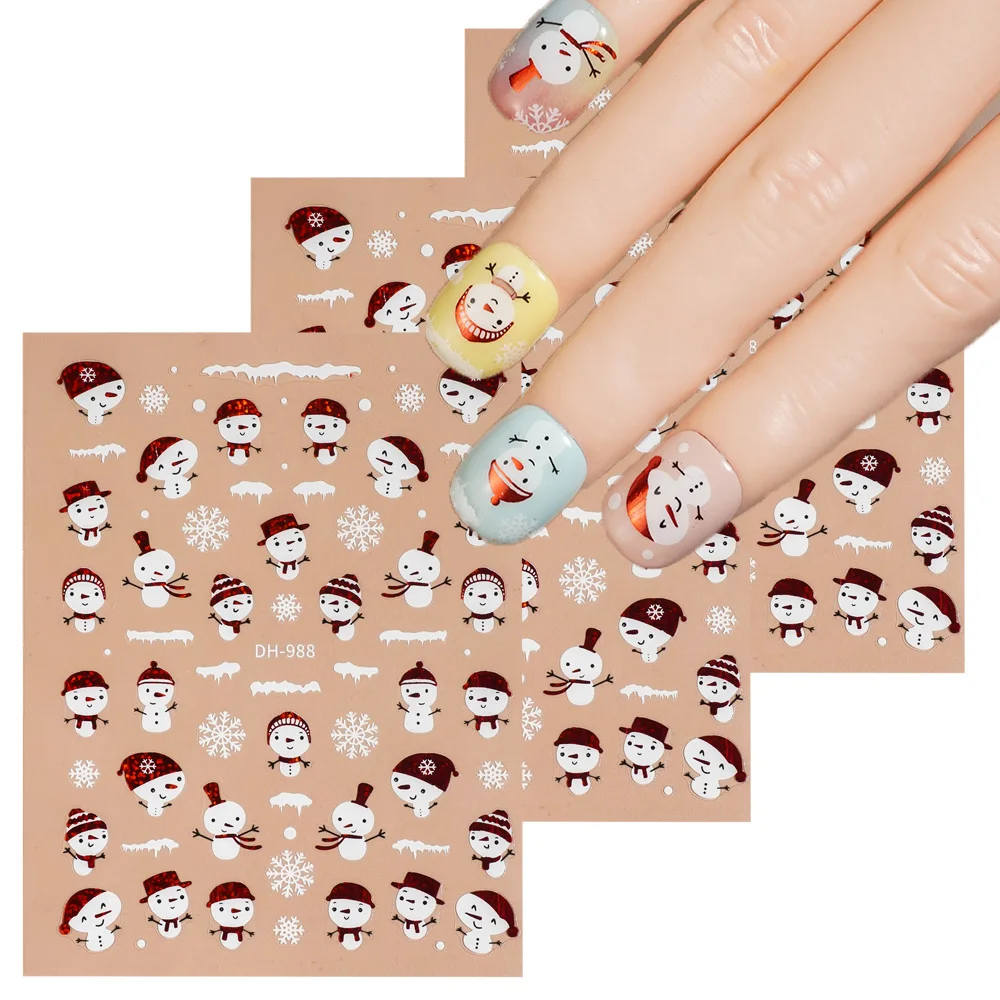 

1/5/10pcs Snowmen Snowflakes Winter Christmas Nail Stickers Cute Cartoon Nail Art Stickers DIY Women Manicure Decoration Decals