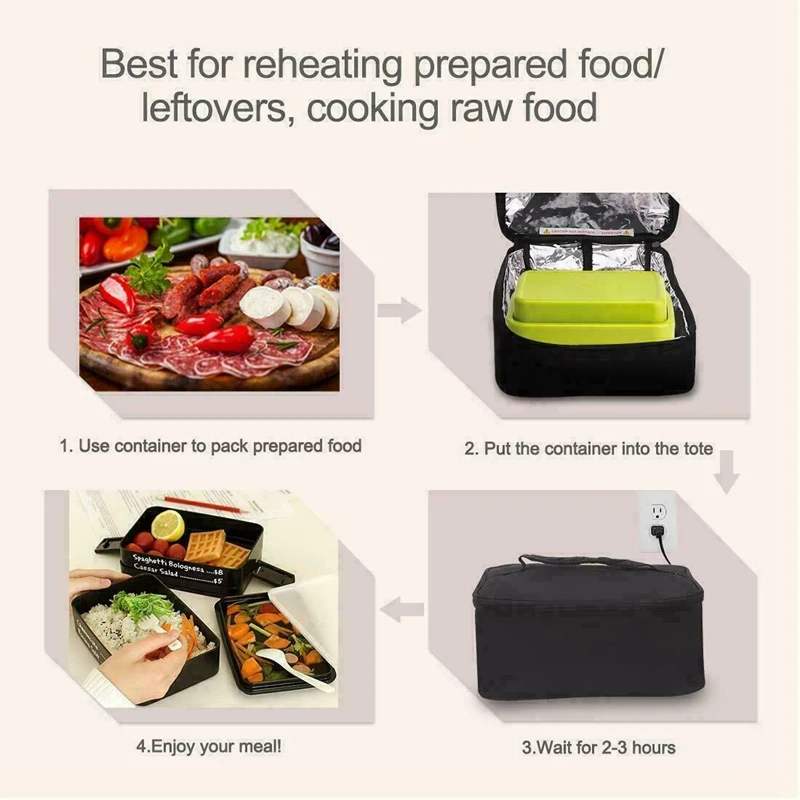 Portable Food Warmers Electric Heater Lunch Box Mini Oven 12V Car Power Black