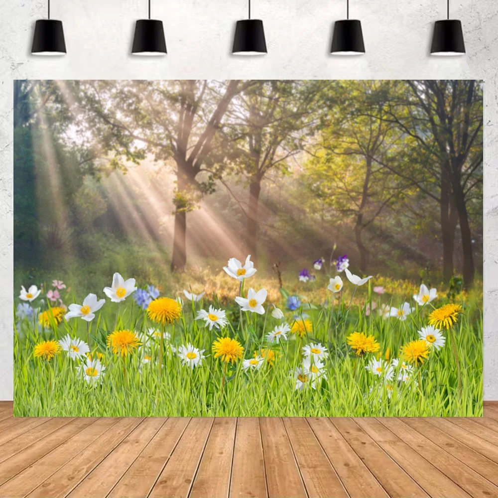 الربيع البرية مرج خلفية زهرة طبيعية حديقة الاطفال استحمام الطفل الأسرة صورة التصوير خلفية ديكور الحفلات #3