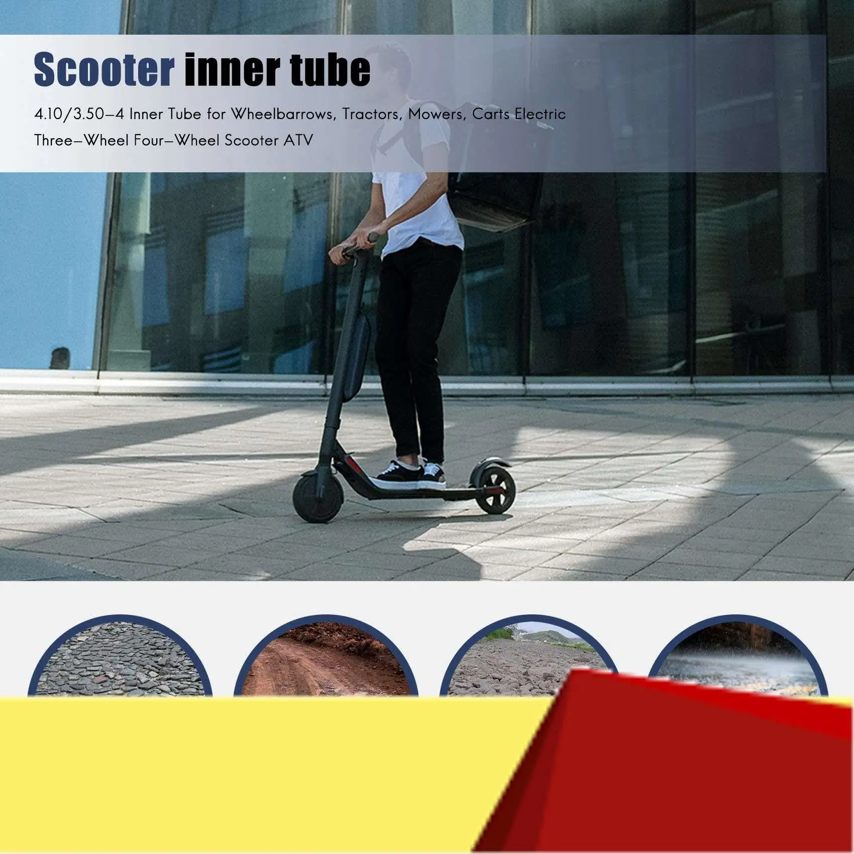 

4.10/3.50-4 Inner Tube For Wheelbarrows, Tractors, Mowers, Carts Electric Three-Wheel Four-Wheel Scooter ATV-M53K