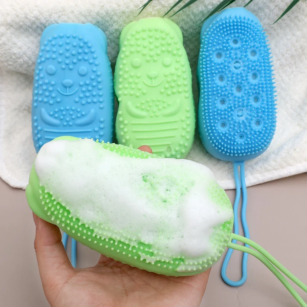 Silicone Body Scrubber Shower Bath Brush Exfoliating Scrub Sponge Bubble Bath Brushes Massager Skin Cleaning Bathroom Accessory