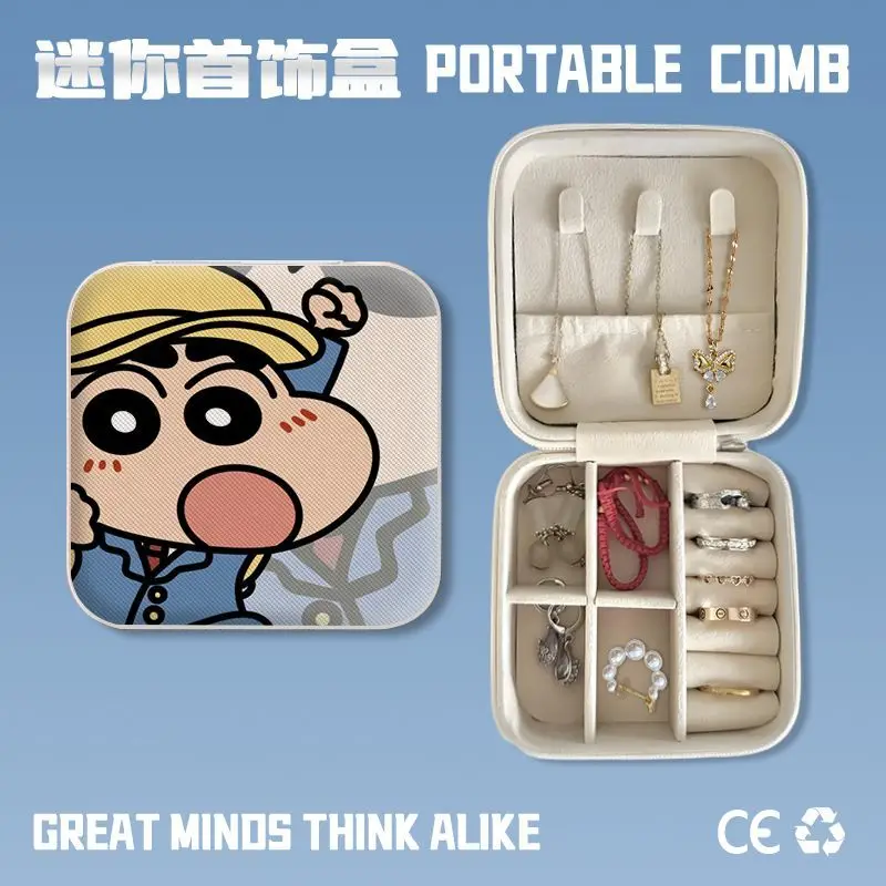Graziosa Scatola Portagioie Mini in PU di Crayon Shinchan, Organizer Portatile da Viaggio per Orecchini, Anelli e Collane per Ragazze