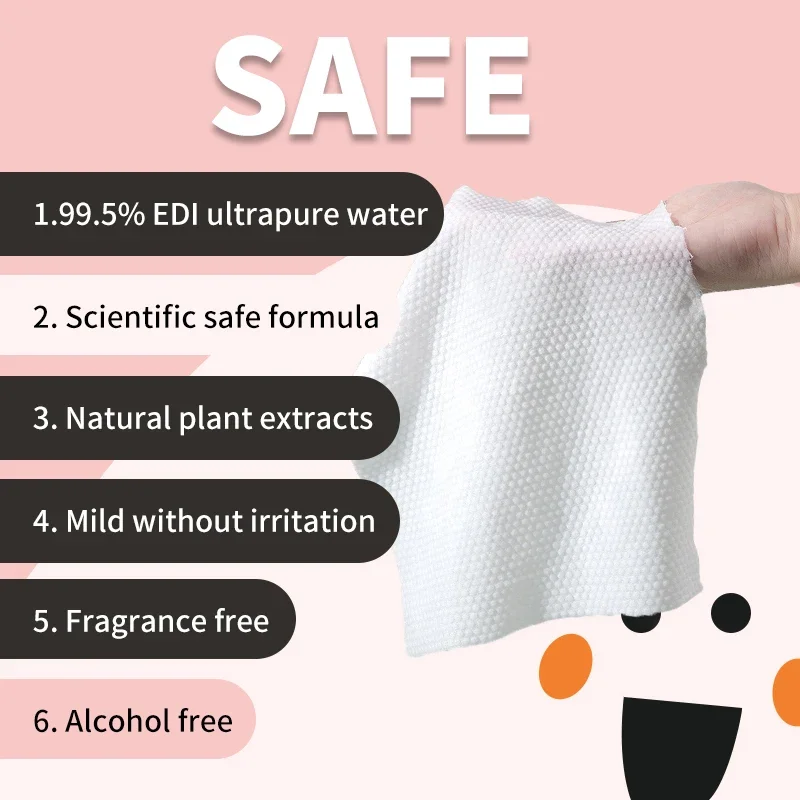 مناديل لليدين والفم مضادة للحساسية، 64 ورقة من القماش السميك والترطيب، عبوة سفر محمولة (8 عبوات) للبشرة الحساسة