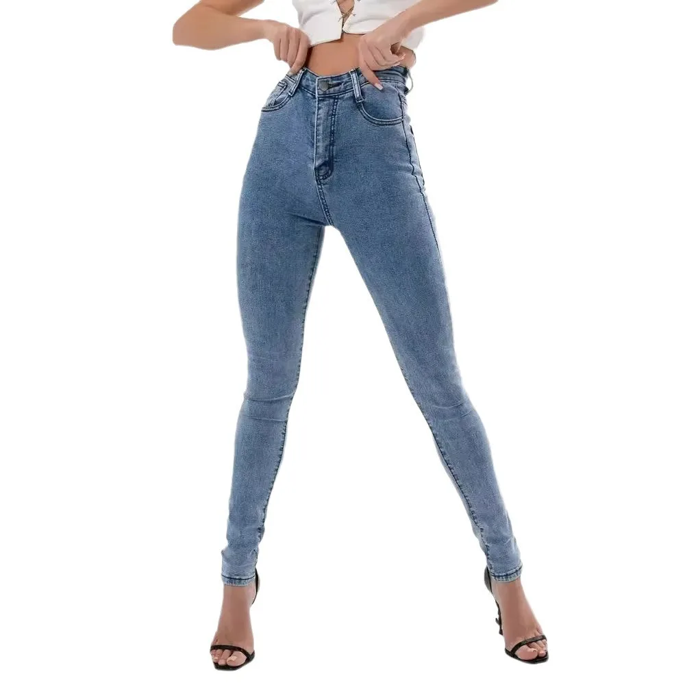 Fashion Belted High Waist Skinny Jeans Women Hot Loose Stretch Denim Long Pants Skinny Jeans Women Stretch Denim Long Pants