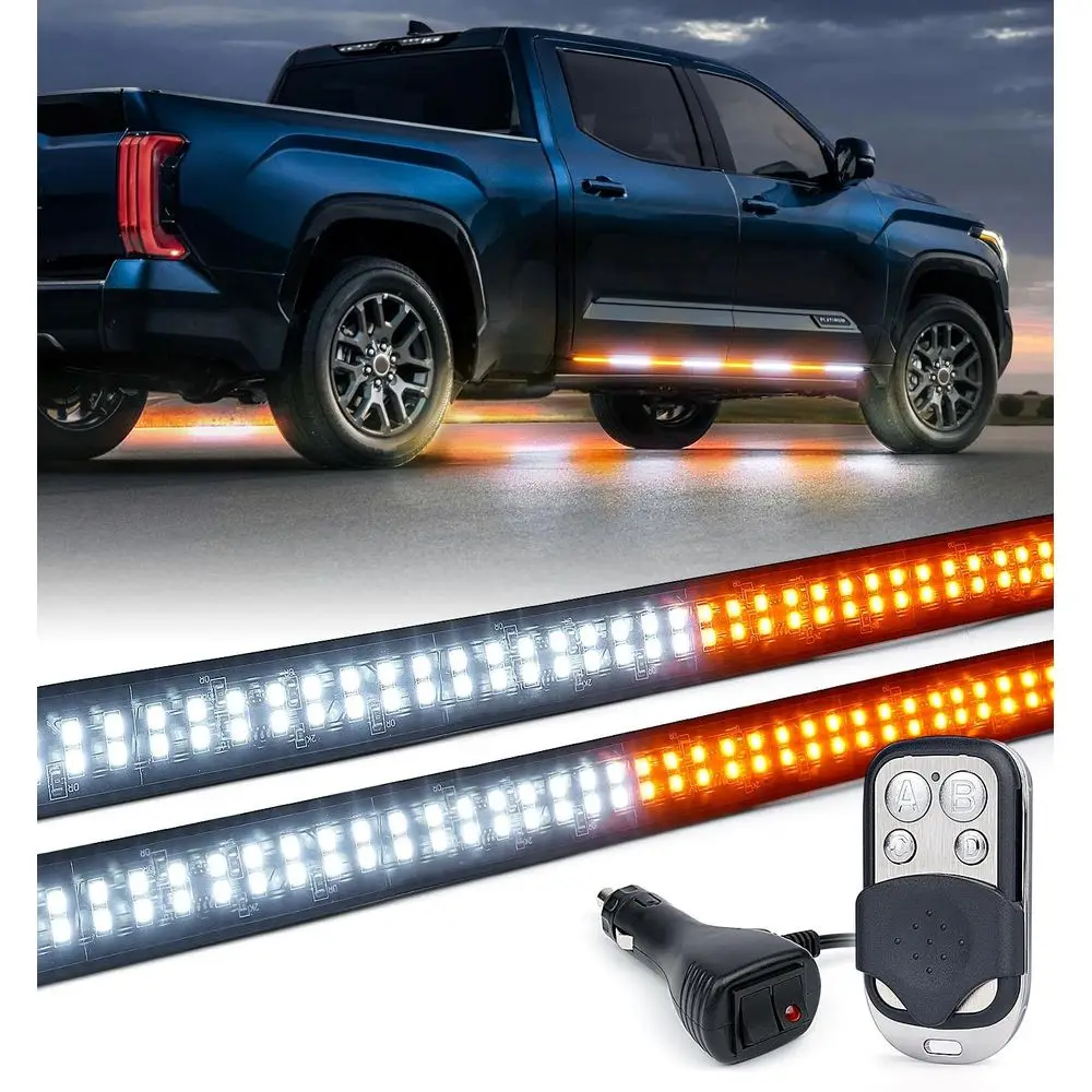 

2PCS 60 Inch Ency Strobe Lights Strip LED Running Board lexible lashing Warning Hazard Saety Light Bar w/WirelRemote or truction