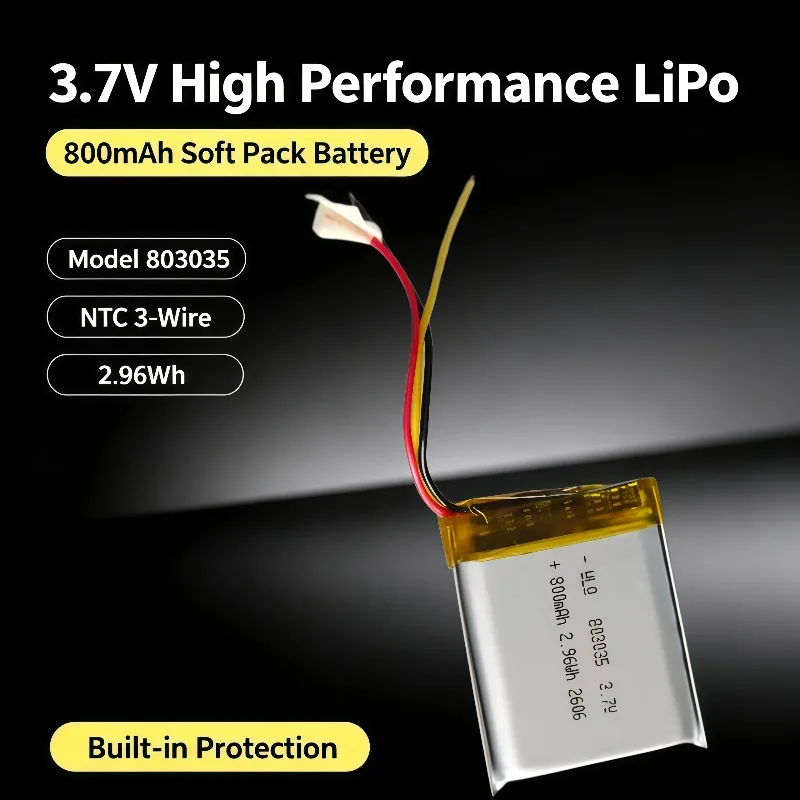 Rechargeable 803035 Polymer Lithium Battery 3.7V 800mAh Compact Dedicated Long Endurance Safe Power For Outdoor Travel Gadgets