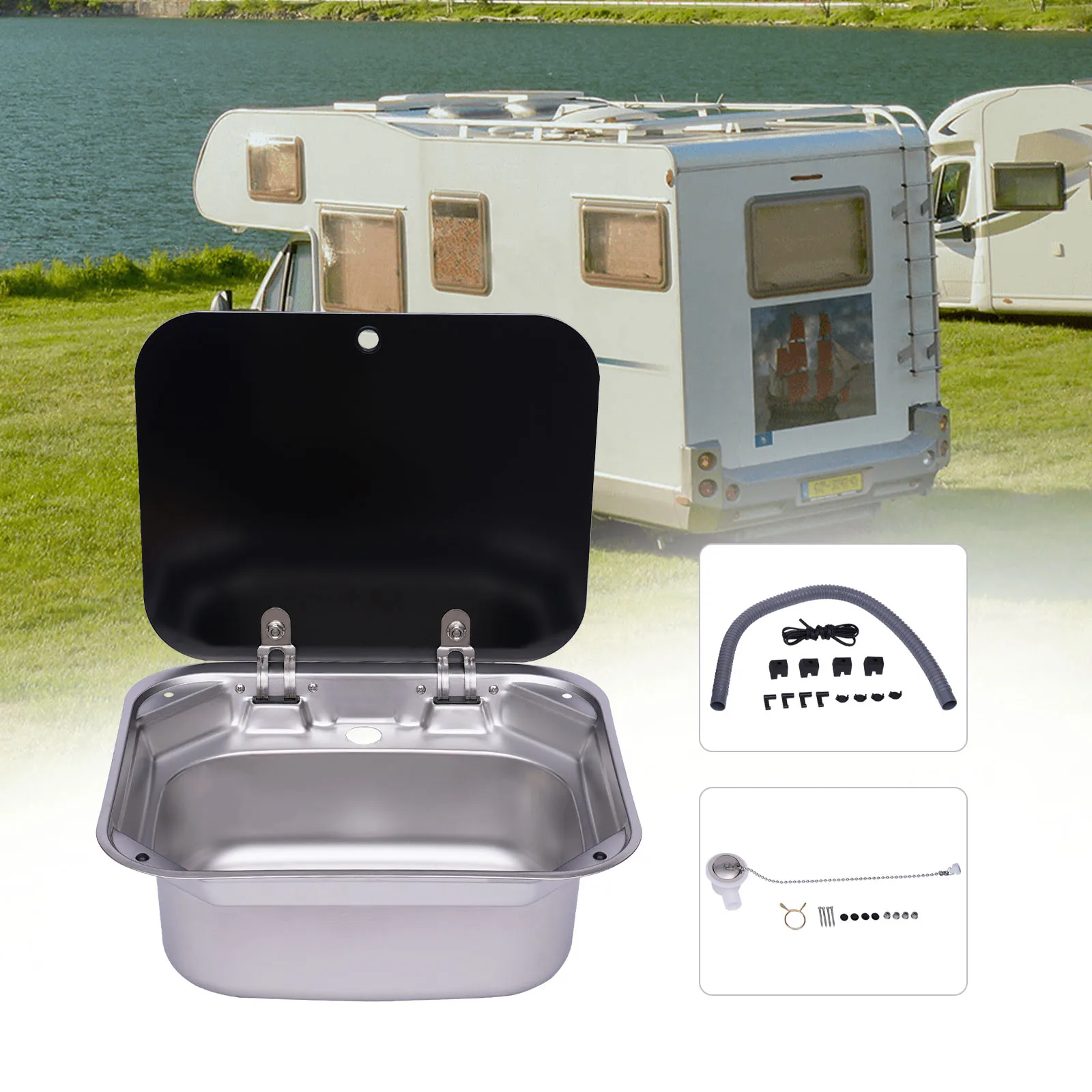 

Premium RV Kitchen Sink - High-Quality Stainless Steel, Compact Design for Outdoor Adventures