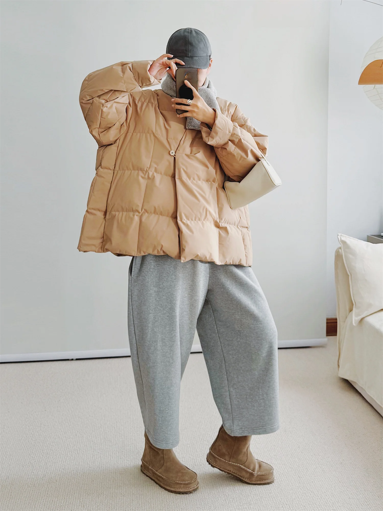 

Свободное зимнее пальто с V-образным вырезом и длинными рукавами для женщин, цвет хаки, удобный крой, художественный дизайн