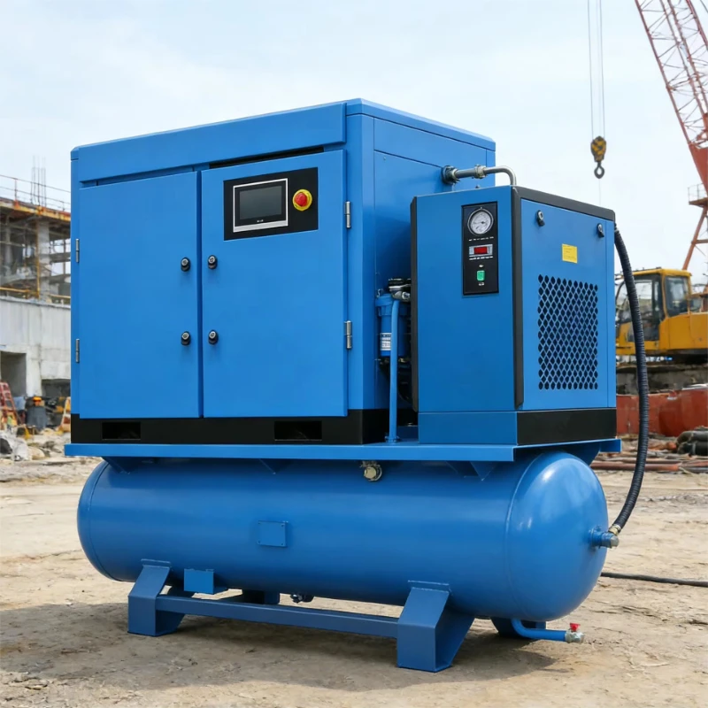 10hp 7.5kw Screw Compressor Circulation Cooling System For Road Marking Spraying Construction Machinery Stable Air Supply