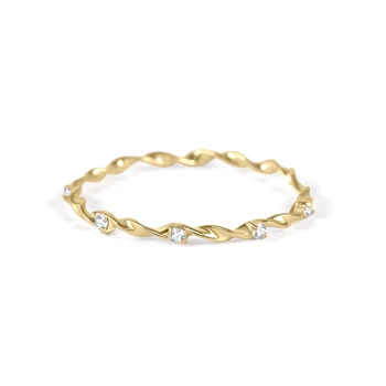 GEM&#x27;S BALLET 14K Gold Twisted Band Moissanite Ring Minimalist Stackable Oliver Ring 925 Sterling Silver Gift for Her
