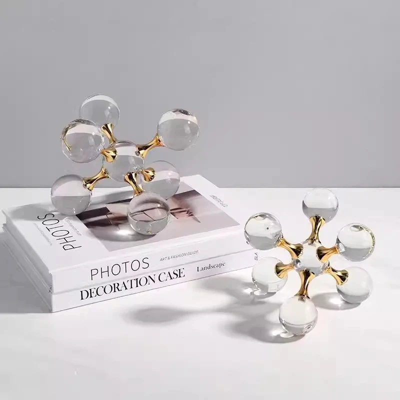 Modern minimalist European-style light luxury geometric crystal hexagonal molecular ball ornament
