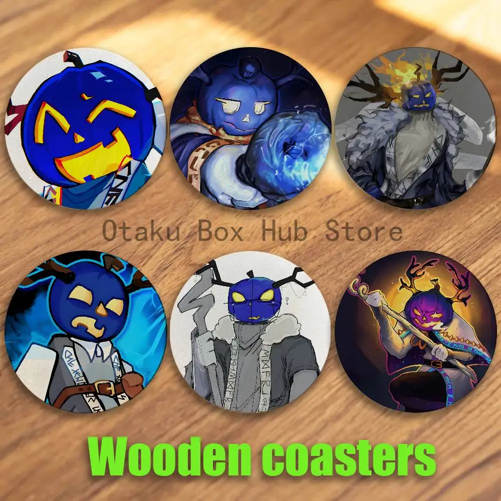 

D-Dusekkar Fananrt 2D Pattern round Wooden Coaster Decorative Coffee Cup for Use in Coffee Shops Bars Wine Beer