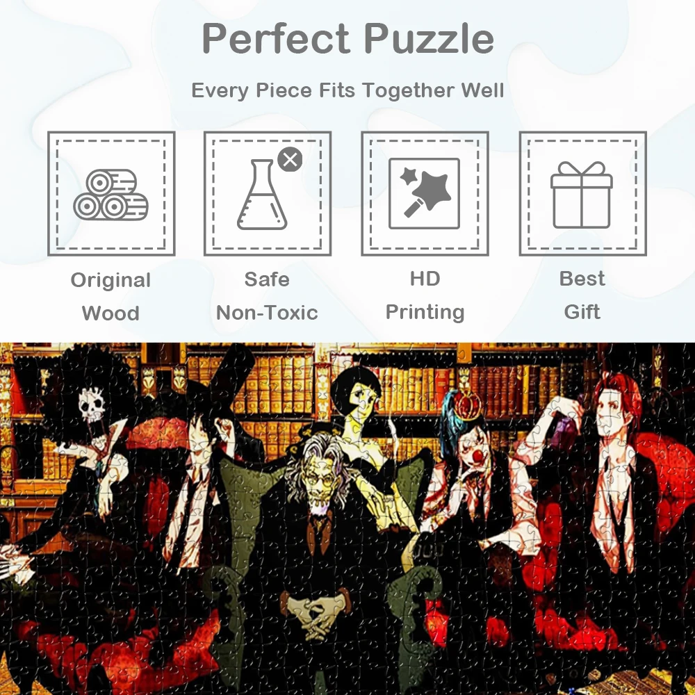 원피스 캐릭터 퍼즐 일본식 만화 애니메이션 어린이를위한 재미있는 가족 게임 성인 108/200/300/500/1000/1500 조각 퍼즐