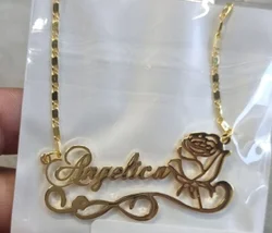 DOREMI Custom Name Rose Flower Personalized Necklace  Women Fashion Jewelry