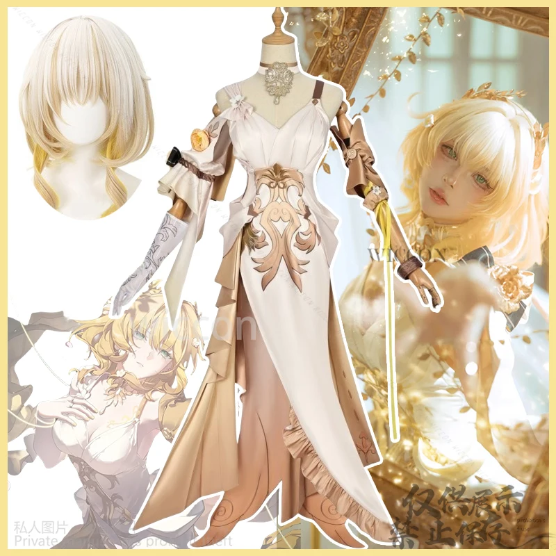 Gioco Honkai: Star Rail Anime Anime Aglaea Costume Abito da sera Gonne lunghe Parrucca per ragazze Halloween Natale Cos Personalizzato
