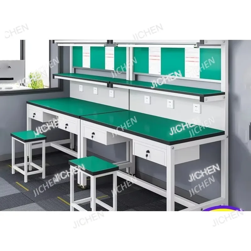 

HZ Anti-static Workbench Stainless Steel With Lamp Factory Workshop Assembly Line Thickened Mobile Phone Maintenance Table