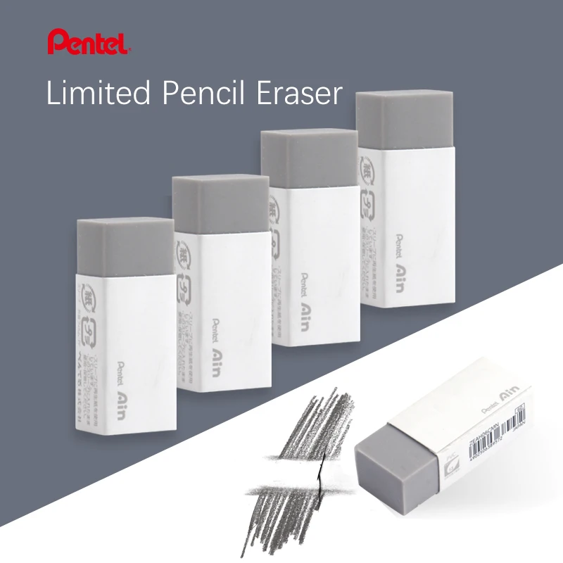 6pcs Pentel AIN Limited Pencil Eraser Grey High Polymer Rubber Correction Tool  Kids School Stationery Office Supplies