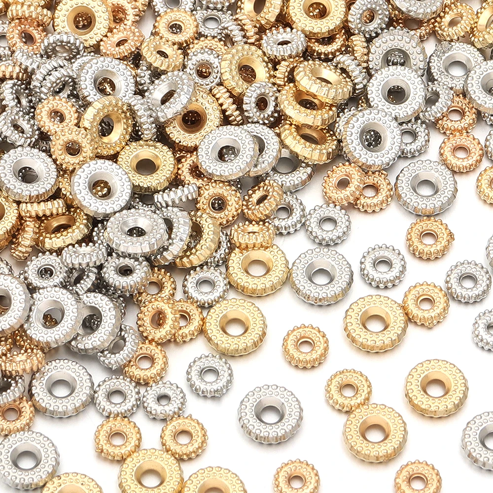 200 stücke CCB Spacer Perlen Flache Runde Große Loch Lose Perlen Für Schmuck Machen DIY Handgemachte Halskette Armband Zubehör Erkenntnisse