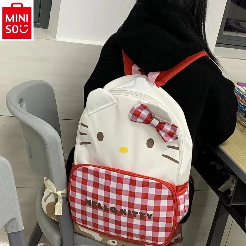 MINISO Hello Kitty Student Cartoon Large Capacity Waterproof Casual Comfortable and Load Reducing Children's Backpack