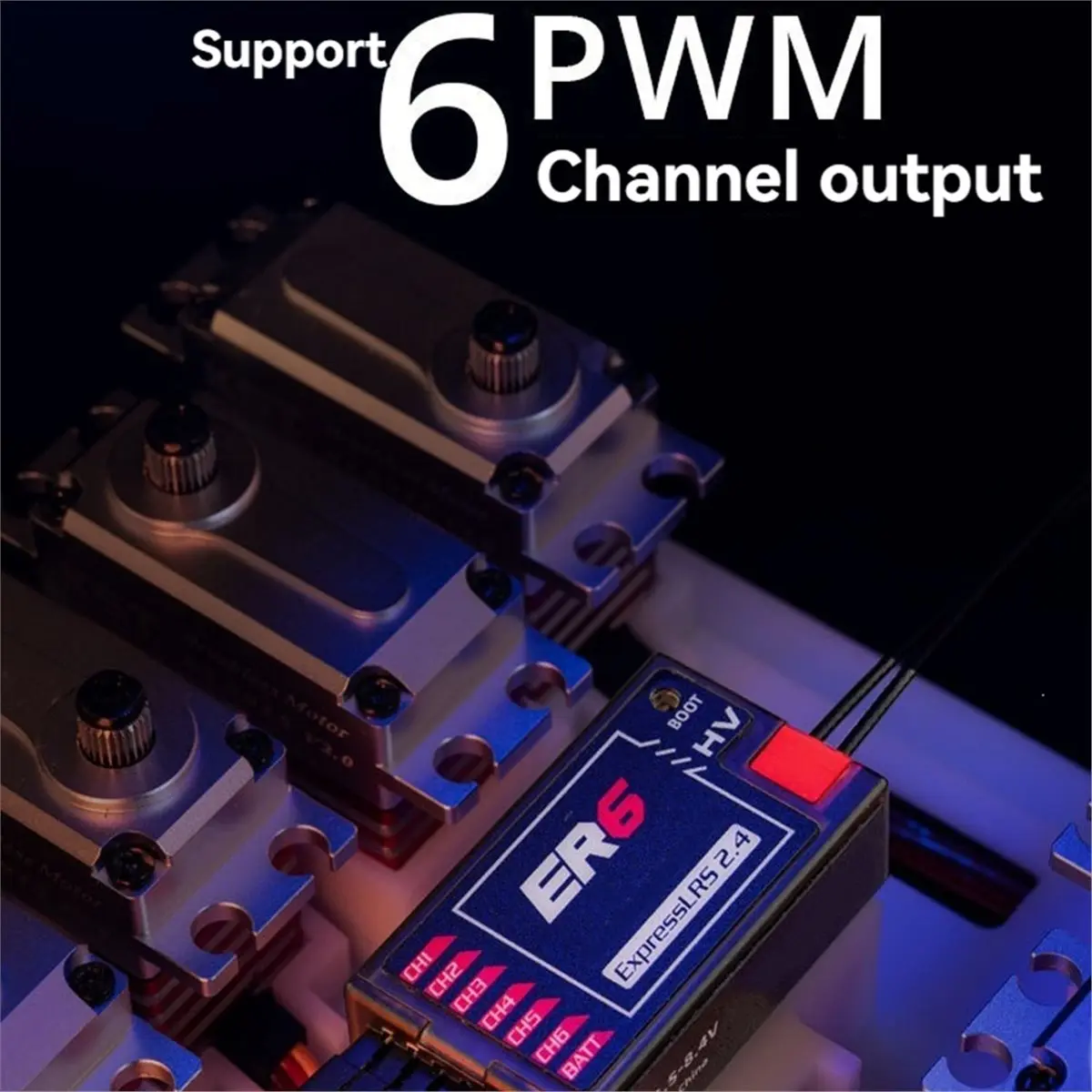 fine ER6 2.4GHz ELRS PWM Receiver 6CH 100mw CRSF ExpressLRS RX with Voltage Telemetry for RC FPV Fixed Wing Drone