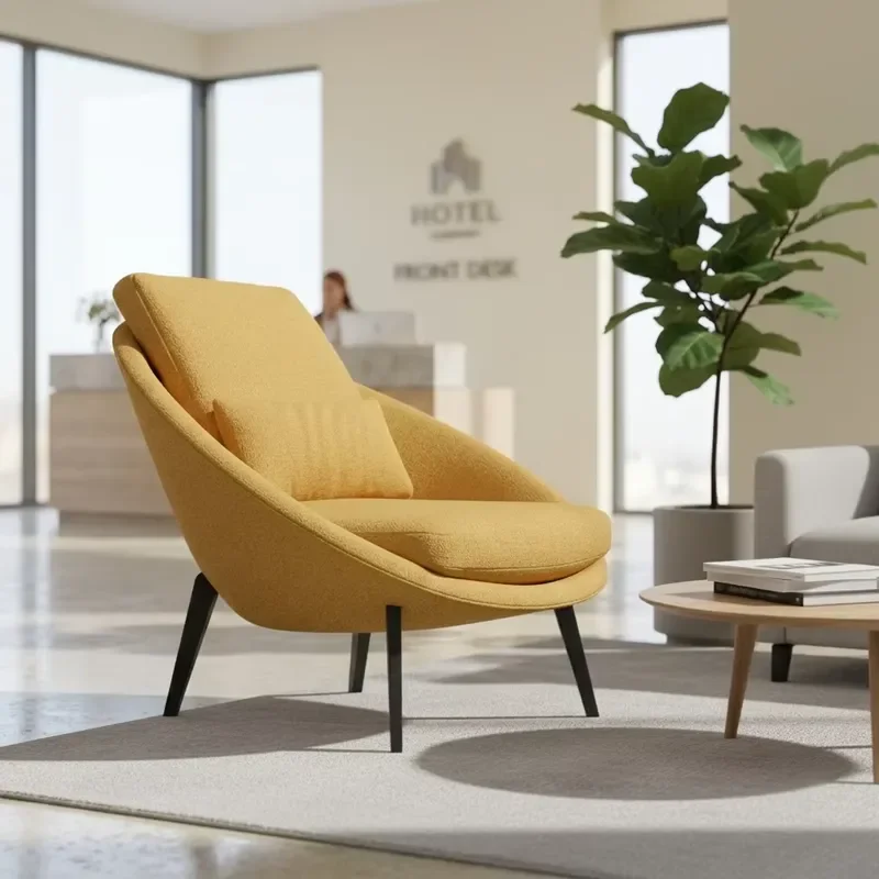 Commercial Lounge Chair Supplier OEM Hotel Leisure Furniture Premium Fabric Upholstered Seating Contract Hospitality Project