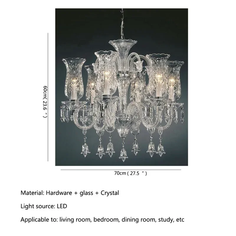 ALBERT Crystal Chandelier Lamp European Style LED Pendant Light Decorative Fixtures for Home Living Room