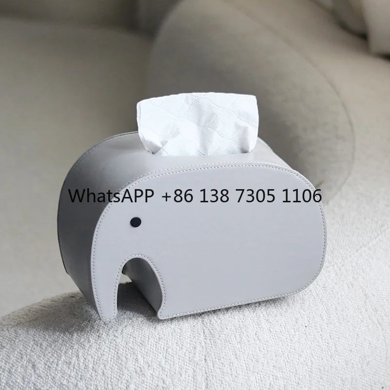 

Light luxury leather tissue box ornament living room exhibition hall restaurant hotel cute elephant pumping carton