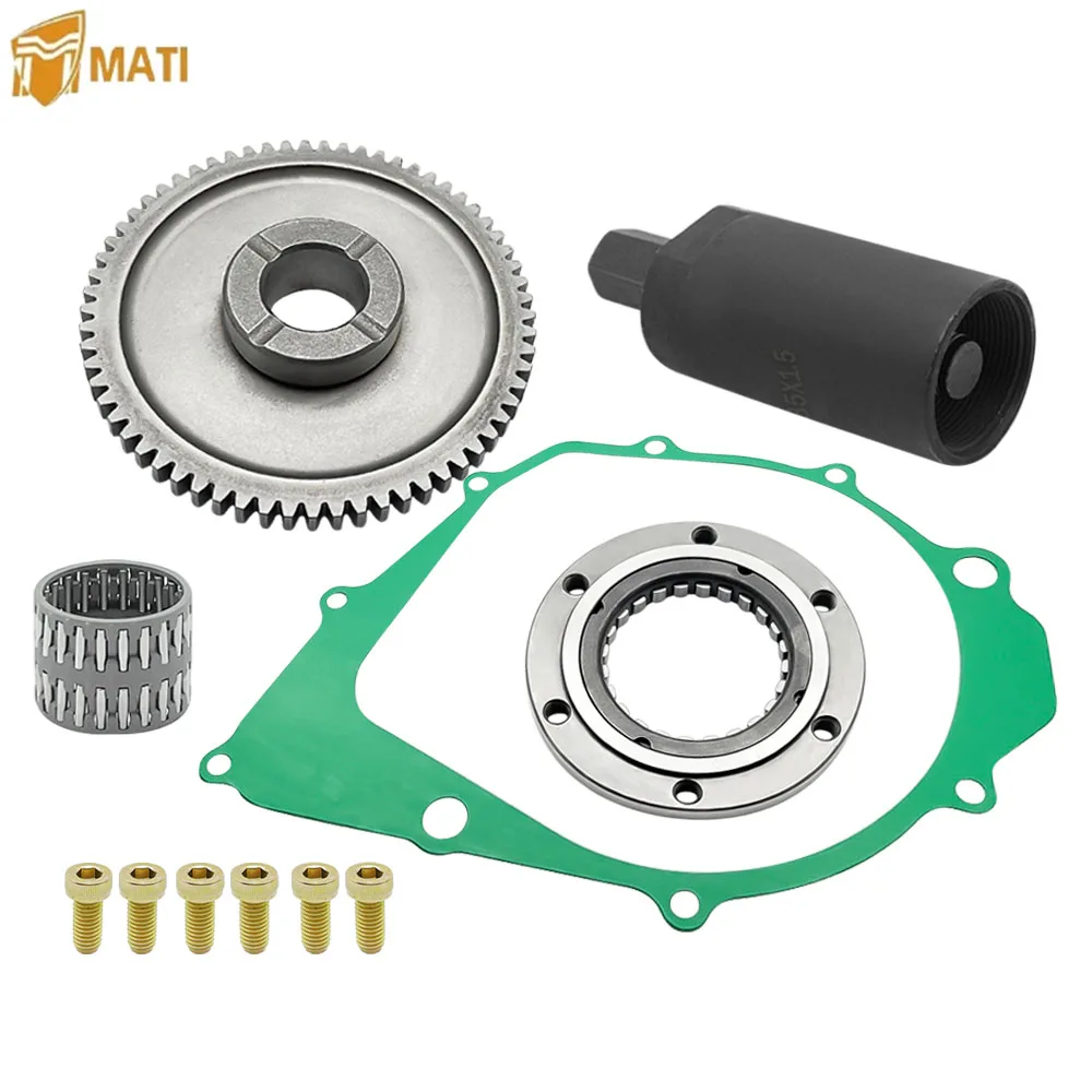 Starter Starting Clutch One Way Gear Bearing Gasket Flywheel Puller Kit for Yamaha Warrior 350 Raptor 350 Big Bear 350 Kodiak400